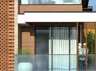 Climate Responsive Architecture - Terracotta cladding and high reflectance ceiling for natural lighting and ventilation